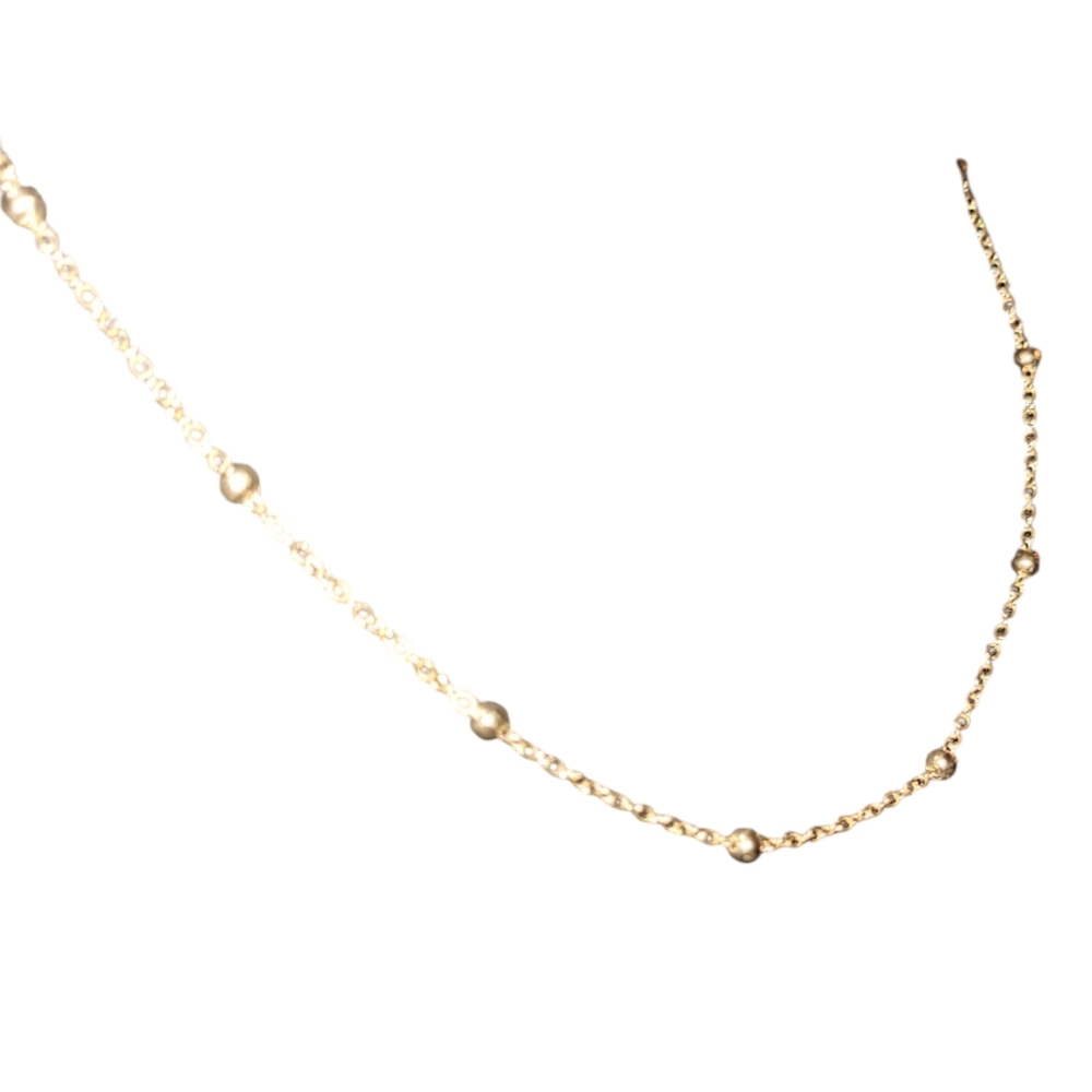 Gold plated adjustable chain necklace with gold beads